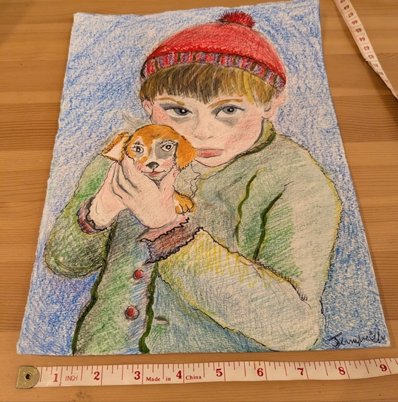 Watercoir Painting Portrait of Boy and Pup. - Picture 11 of 14